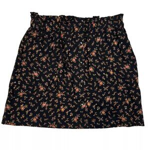 Host Pick 🎀 NWOT Madewell Black Floral Button-front Mini Skirt Size XXL